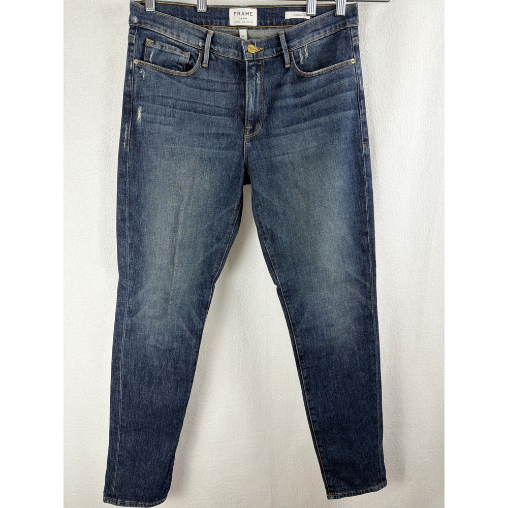 Frame Denim Le Garcon Woodhay Slim Boyfriend Jeans Size 30 Med Wash Distressed